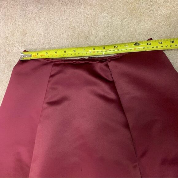 𝅺BURGUNDY maroon plum wine coloured satin maxi skirt size 4 - Picture 11 of 12
